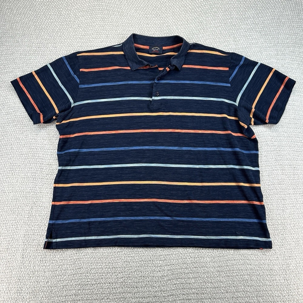 Paul & Shark Yacht Club Polo Shirt Men Large Navy Blue Striped Preppy Italy